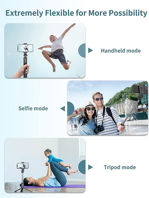 Висувний штатив для селфі-палиці kzomKzoo Штатив kzomKzoo Selfie Stick зі знімним бездротовим пультом дистанційного керування 4 в1 Київ - фото 7