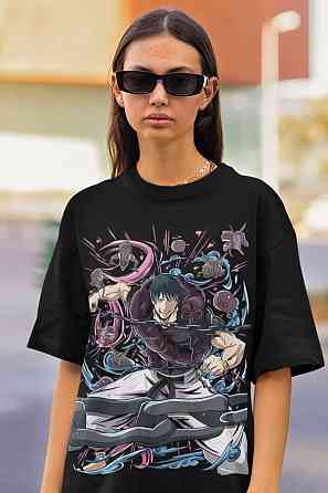 Футболка аниме Магическая битва оверсайз (S/M/L) Черний AnimeJ1016 Днепр