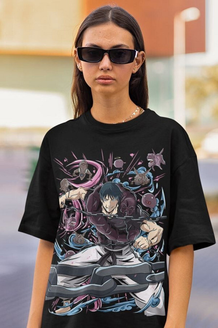 Футболка аниме Магическая битва оверсайз (S/M/L) Черний AnimeJ1016 Днепр - изображение 3