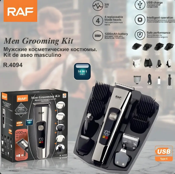 Машинка для стрижки RAF R4094 аккумуляторная, триммер для волос и бороды, насадки, регулировка длины Одесса