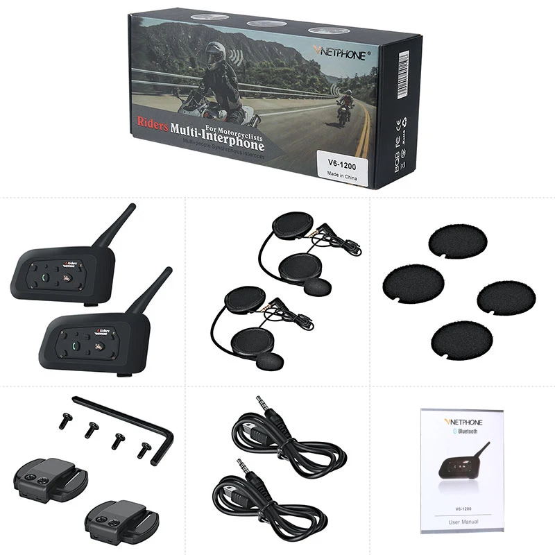 Мотогарнітура стерео Vnetphone V6 для мотоциклістів 2 шт Луцк - изображение 1