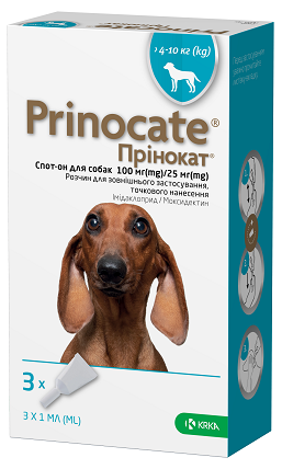 Prinocate Прінокат краплі від бліх та кліщів для собак 4-10кг, 100/25мг (3 піпетки/уп) Київ - фото 1