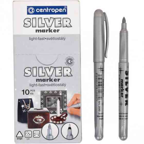 Маркер перманентний "Centropen" silver 2690 срібний 3мм, шт Київ