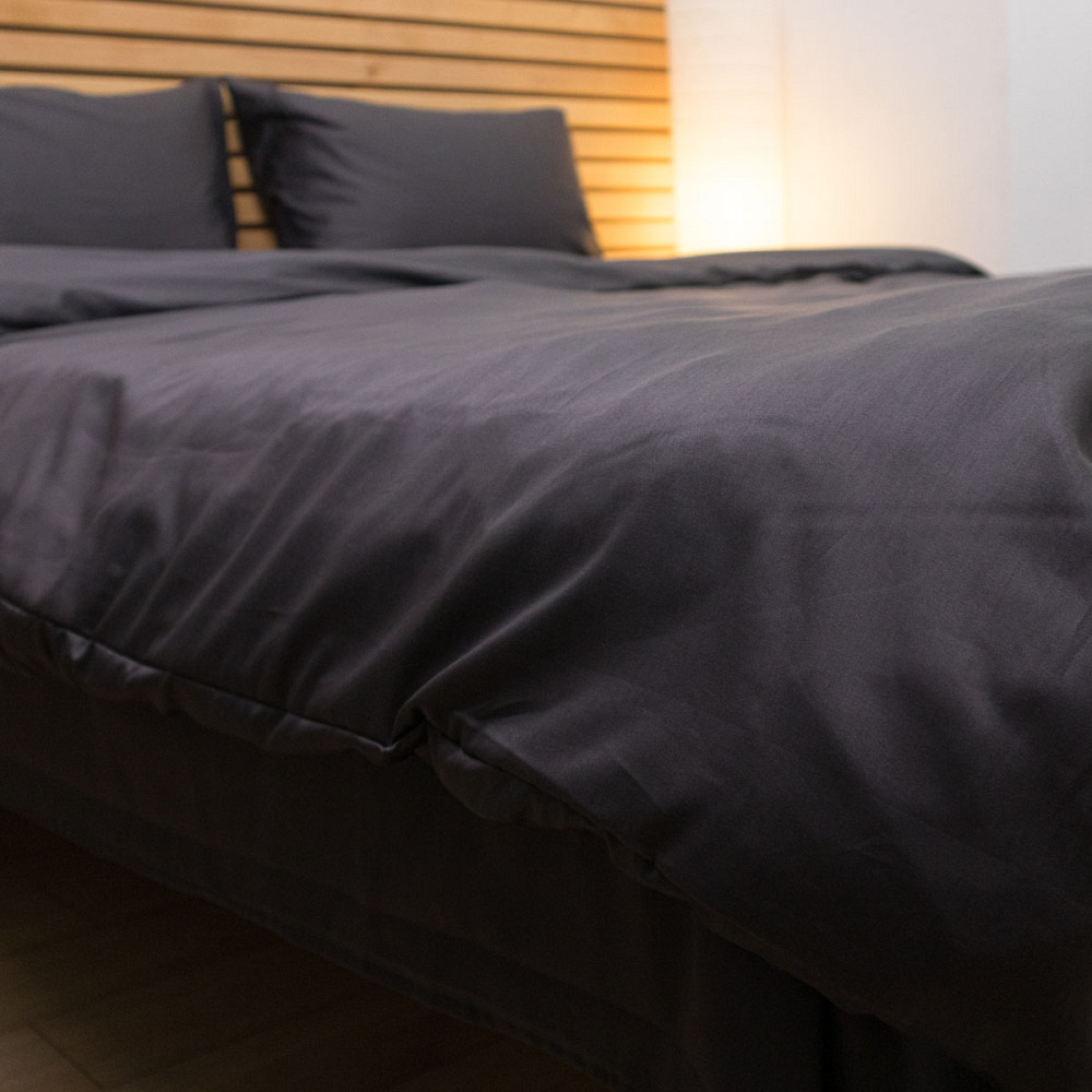 Комплект постільної білизни полуторний Сатин Гладкий 135 г/м2 YouStar (Графіт) 2 х 70х70 Суми - фото 8