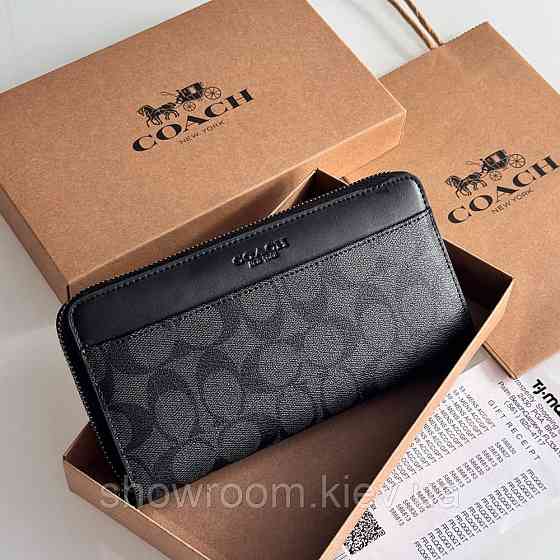 Женский брендовый кошелек на молнии Coach (1380) black Киев