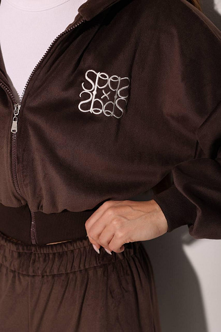 Женский прогулочный костюм двойка: кофта на молнии и брюки велюр Шоколадный, 42/46 Одесса - изображение 10