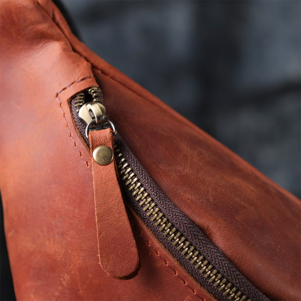 Бананка для мужчин отменного качества из винтажной натуральной кожи Shvigel 23140 Рыжий Киев - изображение 1