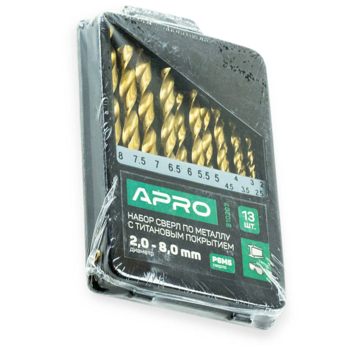 Набор свёрл по металлу Р6М5 титан 13шт (2,0-8,0 мм) метал. футляр Мукачево - изображение 1