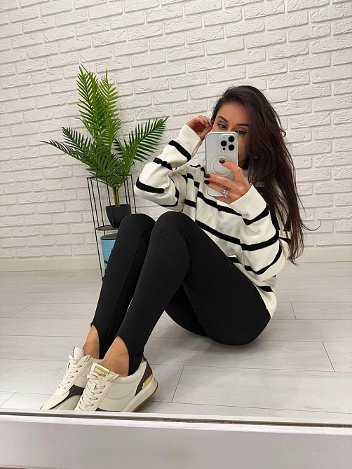 Жіночі теплі базові лосини зі штрипками дайвінг на флісі Одеса - фото 7