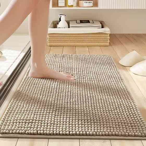 Килимок для ванної та душу м'який з довгим ворсом 50х80 см, шениловий, протиковзкий, для душової та ванної кімнати, коричневий Кам'янець-Подільський