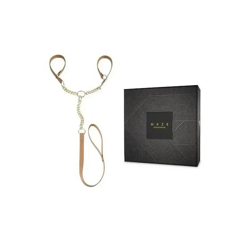 Наручники с поводком Indiscrets MAZE - T-Restraints Black, подарочная упаковка Sex Aura Киев - изображение 1