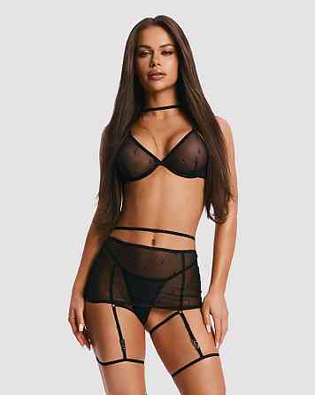 Комплект жіночої білизни Anniverse Special 4-частинний L/XL, чорний Sex Aura Київ