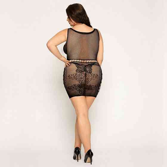 Сітчаста сукня з метеликами JSY «Сексапільна Емілі» Plus Size, Black, імітація шнурівки, мереживо Sex Aura Київ
