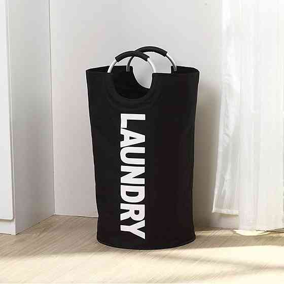 Кошик для білизни у ванну кімнату, органайзер для прання та зберігання речей, складаний, з алюмінієвими ручками, чорний Кам'янець-Подільський