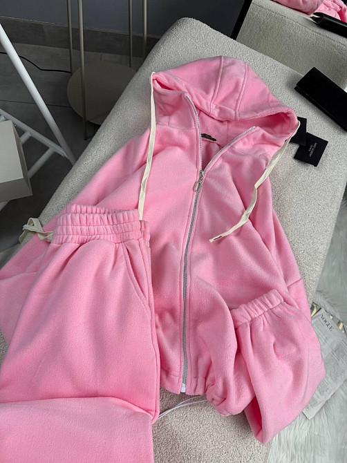 Женский теплый повседневный костюм двойка: кофта и брюки из двухстороннего флиса Розовый, 48/52 Одесса - изображение 4