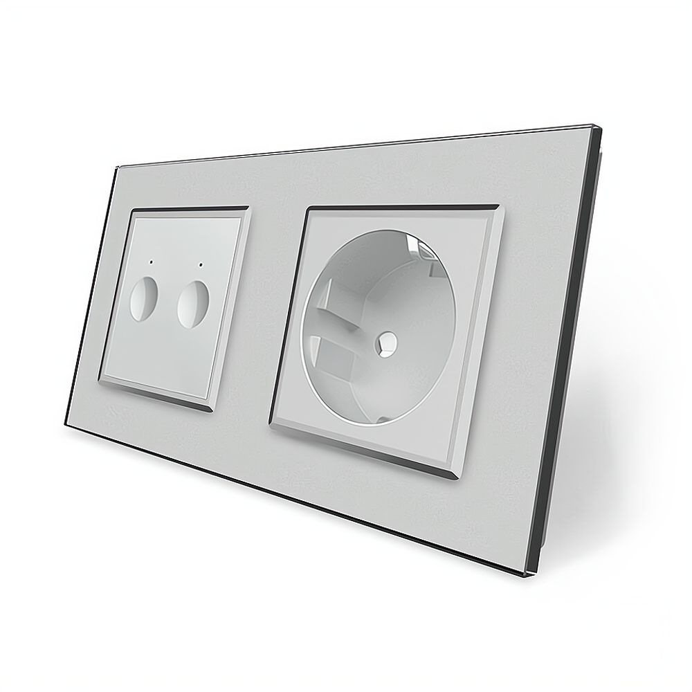 LIVOLO Сенсорний прохідний/перехресний вимикач Sense 2 сенсора 1 розетка Livolo сірий скло (VL- Коломыя - изображение 8