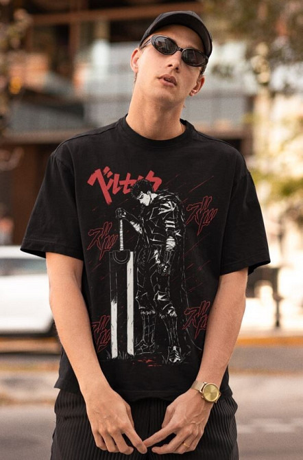 Футболка з аніме принтом Берсерк Гутс Скулл Кнігхт оверсайз (S/M/L) Чорний AnimeJ1043 Дніпро - фото 3