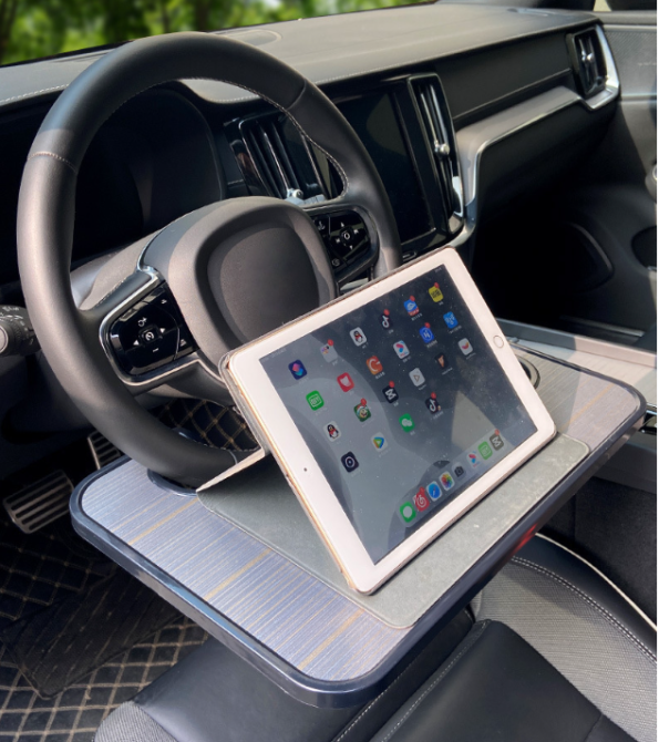 Глянцевый Автомобильный столик УЛУЧШЕННЫЙ на руль универсальный для перекуса, ноутбука Черный с коричневым Кременчуг - изображение 3