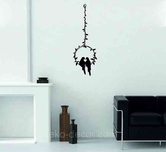 Декоративное настенное Панно «Две птички», Декор на стену 110*36 см, Черный Киев