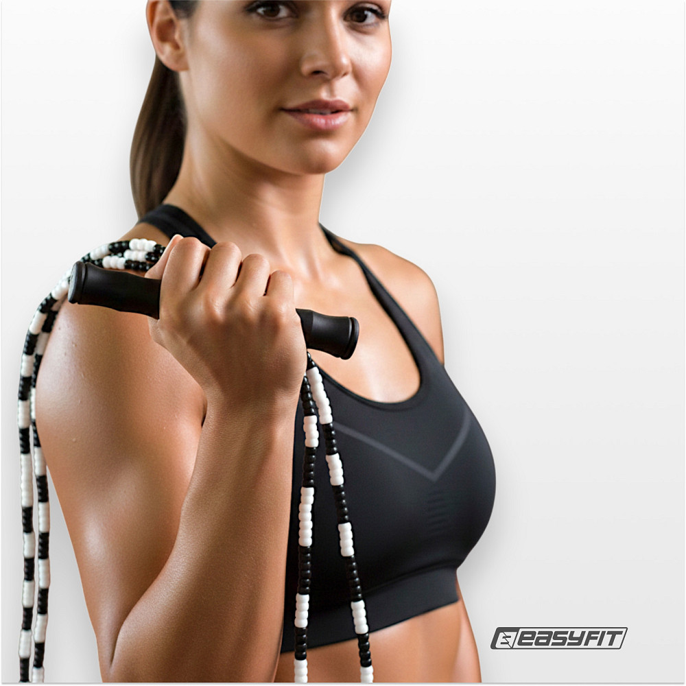 Бісерна скакалка EasyFit FreeRope 2,7 м (чорно-біла) Коломия - фото 3