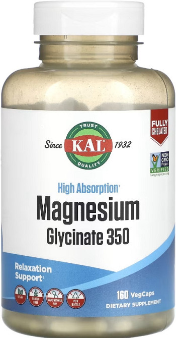 Магний глицинат (хелатный) KAL Magnesium Bisglycinate 350 160 veg caps Киев - изображение 1
