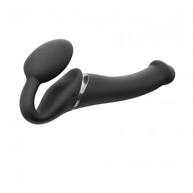Безремінний страпон з вібрацією Strap-On-Me Vibrating Black M, діаметр 3,3 см, пульт ДК, регульовани Львов - изображение 1