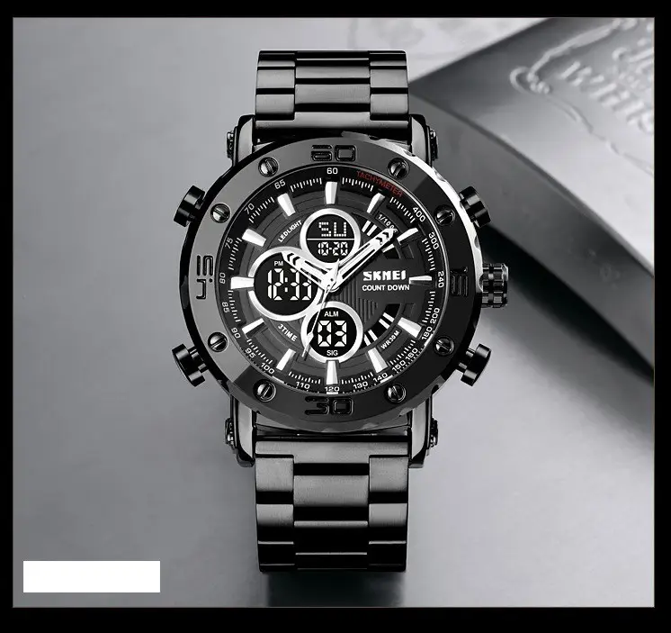 Чоловічий годинник Skmei 1636 з браслетом Чорний з чорним Вінниця - фото 3