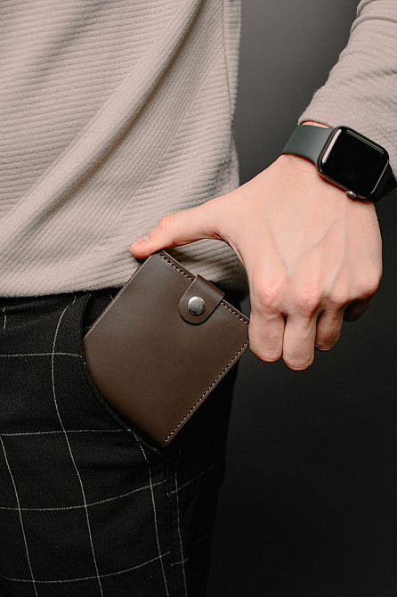 Класичний гаманець із натуральної гладкої шкіри SR001 (Коричневий) Суми - фото 3