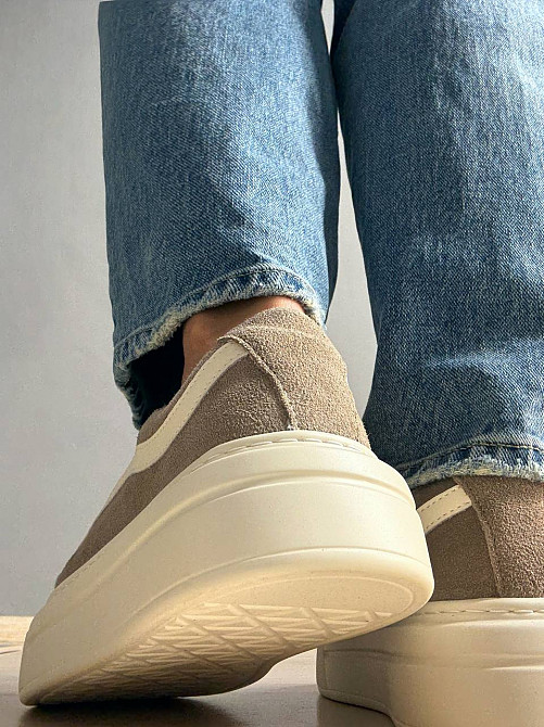 Кеди жіночі Hengji 707-8 замшеві на високій платформі бежеві, 38, 24,5 см Київ - фото 6