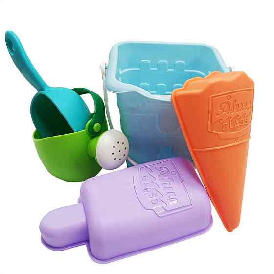 Набор для песочницы HG-153 ведерко, лопатка, лейка, формочки 2 шт Синий Винница