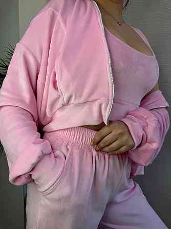 Женский стильный повседневный плюшевый костюм тройка Одесса