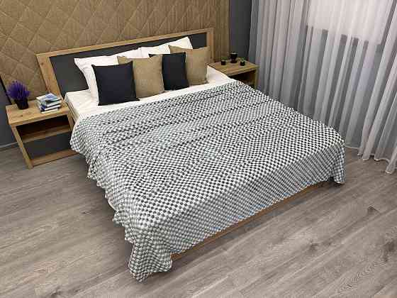 Плед-покривало Шахи 200х210 см (+-5см) Сірий з білим (87-040) Київ