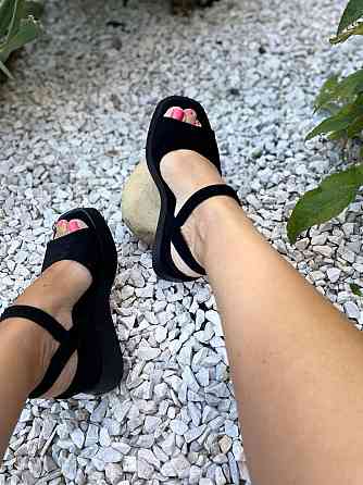 PLPS Босоніжки жіночі чорні PLPS -5 літні, еко-замша / Модні босоніжки на платформі р. 36-40 Коломыя