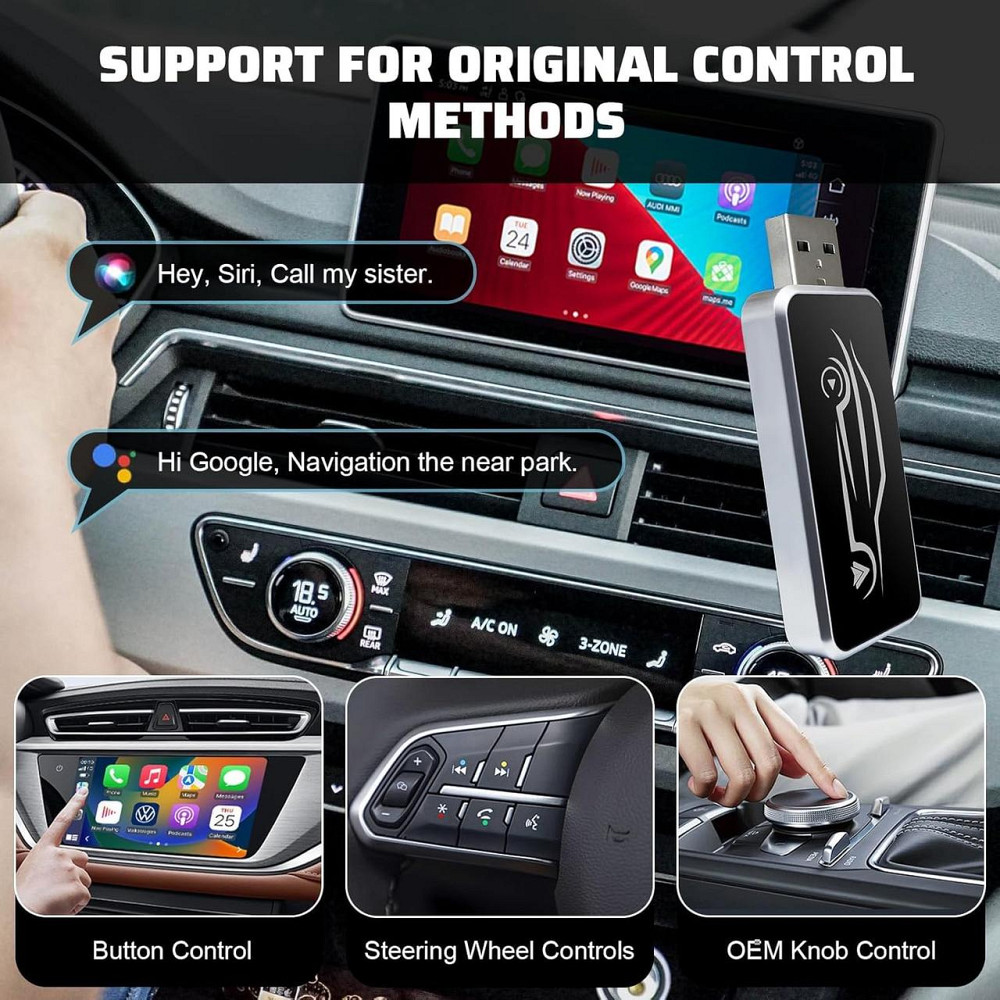 Бездротовий адаптер CarPlay Android Auto 2в1 для iPhone iOS 10+ Android 11+ з USB Type-C універсальний, карплей бездротовий Київ - фото 3