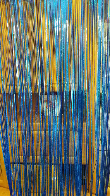 Фотозона штора дощик новорічний з голограмою 2 м на 1 м синій Київ - фото 5