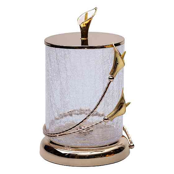 Цукерниця скляна 14×23 см з квітковим металевим декором цукерниця з кришкою HP-7-6 Київ