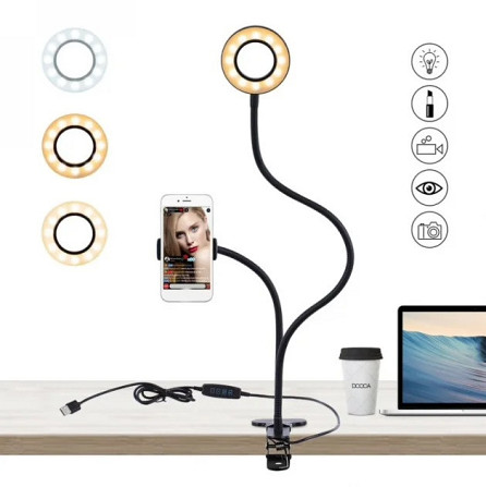 Держатель для телефона с LED подсветкой Professional Live Stream на прищепке. Одесса - изображение 6