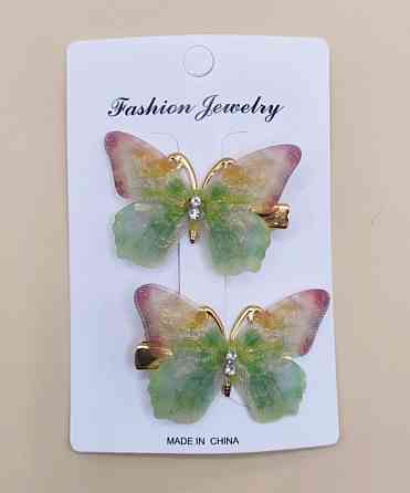 Комплект шпильок "Метелики" 2 шт. Зелений Сміла