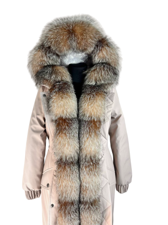 Парка женская с мехом блюфрост Бежевый р 48 95см Харьков