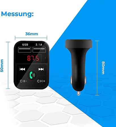 FM-трансмиттер для авто NK FM2102 Bluetooth V5.0 Hands-Free микрофон два USB QC 2.1A 12/24V Киев