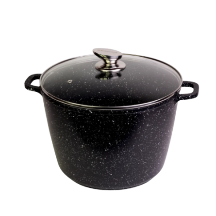 Каструля литий алюміній глибока 10л 28*20см скляна кришка а/п Black marble 4408 KAMILLE Житомир