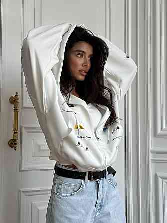 Жіноче стильне оверсайз худі на блискавці трьохнитка на флісі Одеса