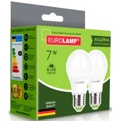 Лампочка Eurolamp LED A60 7W E27 4000K 220V акция 1+1 (MLP-LED-A60-07274(E)) Винница