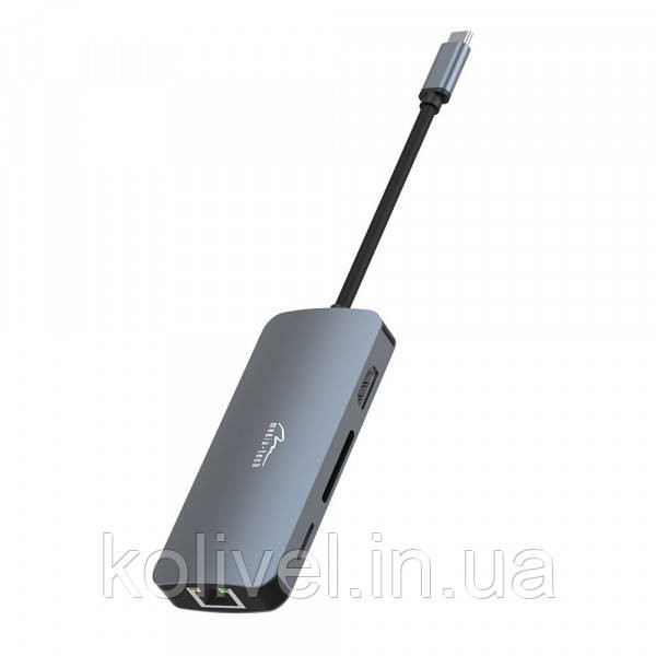 Док-станція USB3.1 Type-C --> HDMI/USB 3.0x3/RJ45/SD/MicroSD/PD 100W Hub Pro 8-in-1 Media-Tech (MT5044) Київ - фото 3
