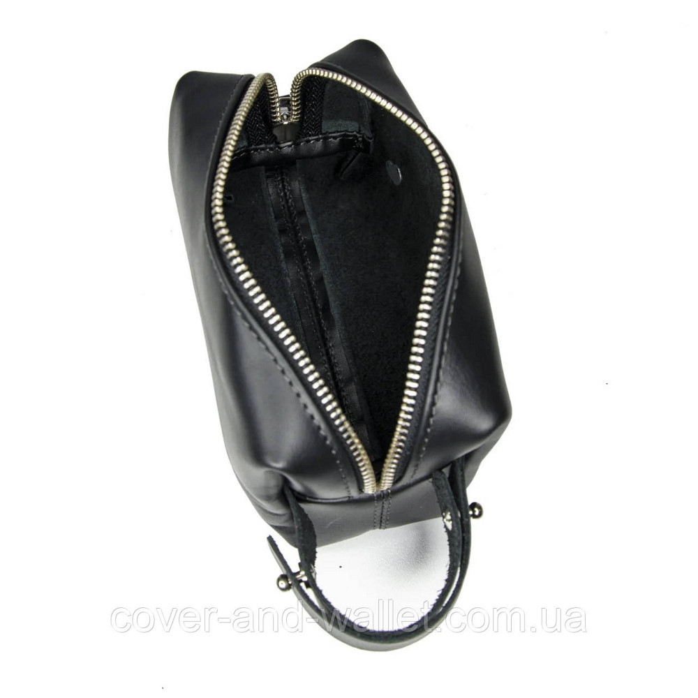 Велика чоловіча шкіряна косметичка несесер чорного кольору Grande Pelle 804610 Київ - фото 5