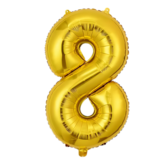 Воздушный шар в виде цифры 8 золотой,32 дюйма, фольгированый, праздничный для дня рождения, годовщин юбилеев Каменец-Подольский