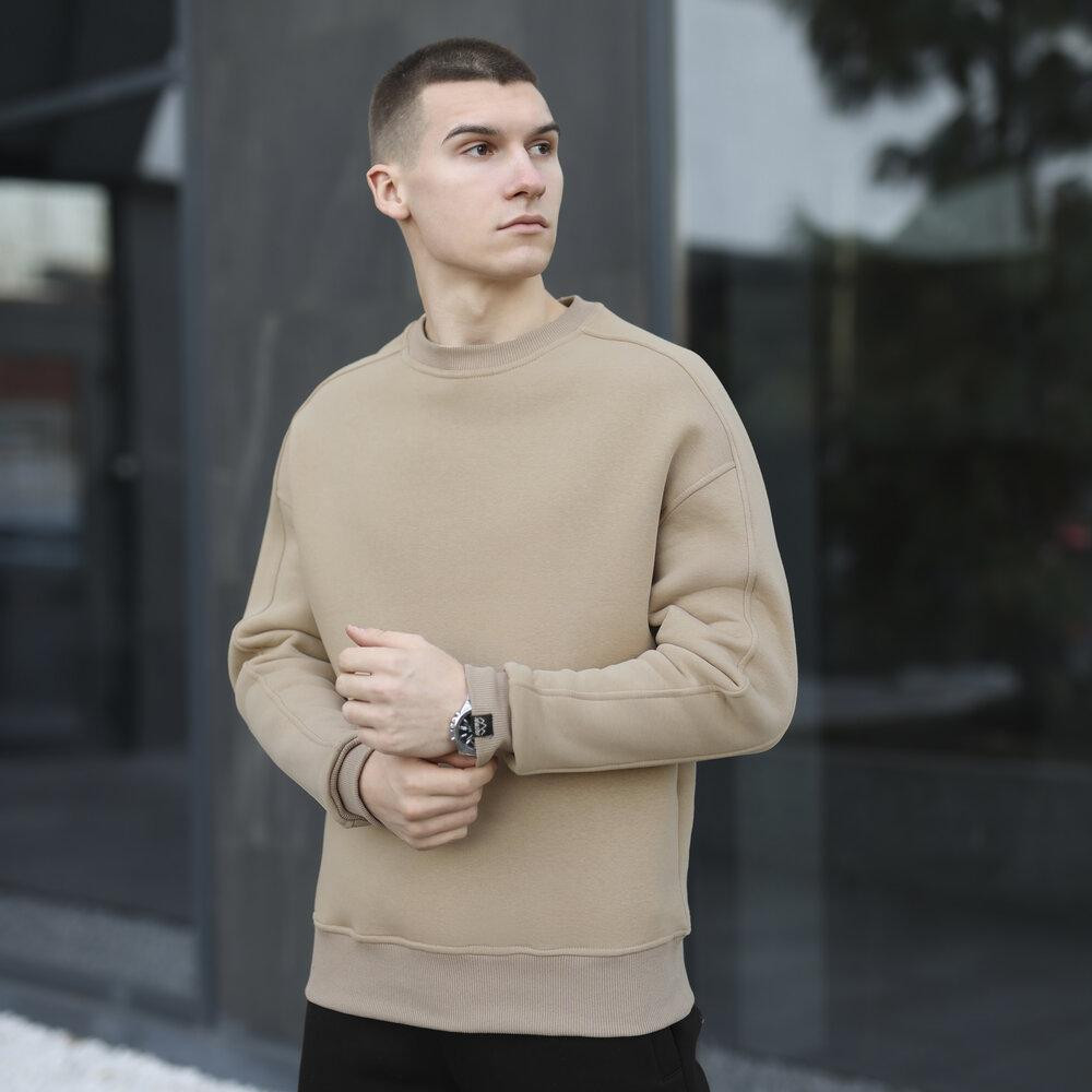 Бежевый свитшот теплый для мужчин. Оверсайз свитшот бежевый Pobedov Hubble Киев - изображение 6