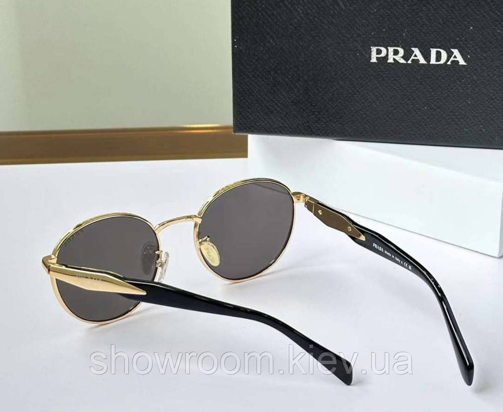 Жіночі круглі брендові окуляри Pr (56ZS) Lux gold Київ - фото 2