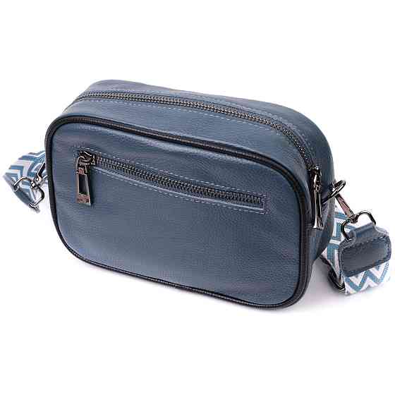 Шкіряна сумка через плече на одне відділення для жінок Vintage 22385 Синя Київ