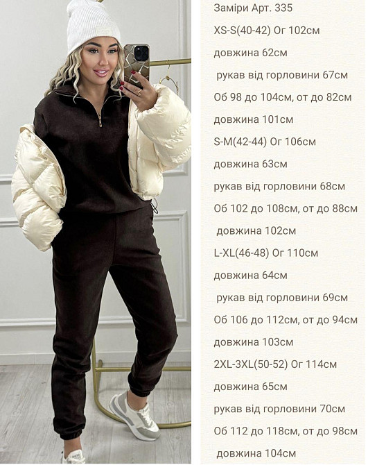 Жіночий теплий костюм-двійка: кофта та штани вельвет на щільному флісі Чорний, 40/42 Одеса - фото 2